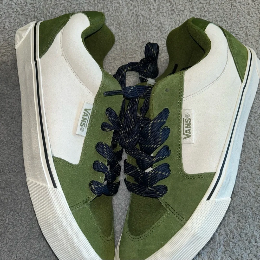 Vans Olive and White Sneakers